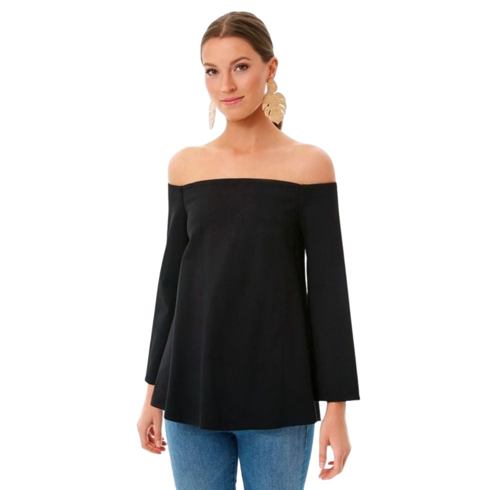 Tuckernuck Top Womens XXXL Black Miranda Off-the-Shoulder Long Sleeve Jersey